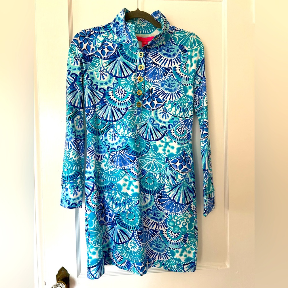 NWT LILLY PULITZER UPF 50+ CAPTAIN DRESS Turquoise Oasis XXS